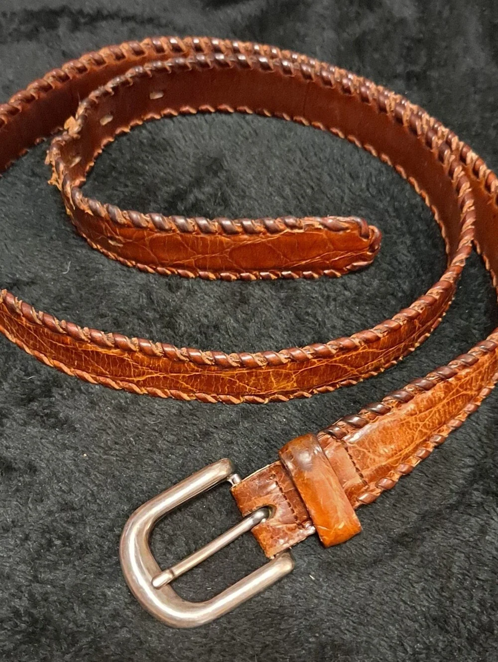 Brown Leather Braided Men's Belt - Classic Casual Style Made In Italy 90/36